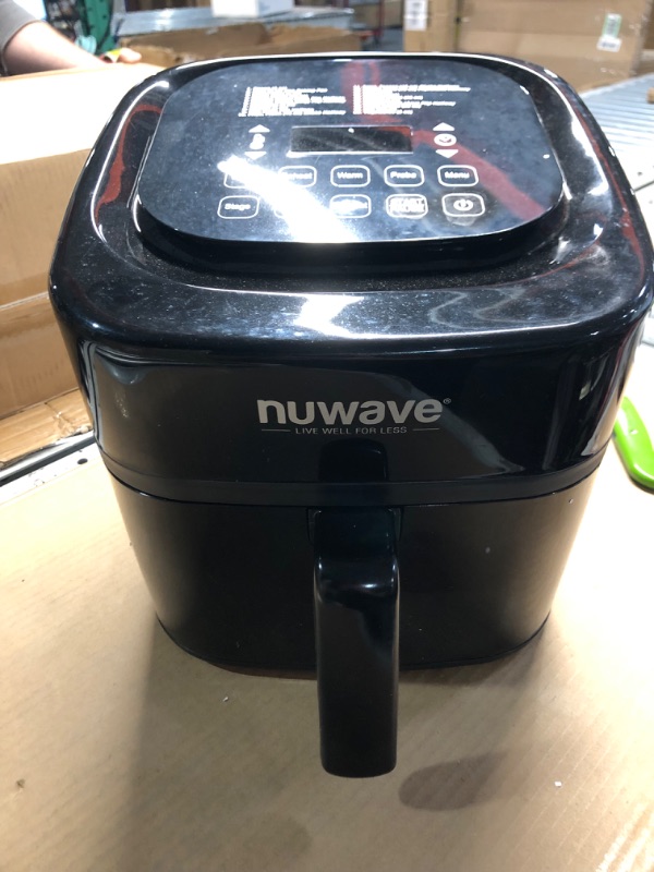 Photo 3 of (PARTS ONLY/ NO REFUNDS/ BROKEN) NUWAVE Brio 8-Qt Air Fryer, Powerful 1800W, Easy-to-Read Cool White Display, 50°-400°F Temp Controls, 100 Pre-Programmed Presets & 50 Memory Slots, Integrated Smart Thermometer, Linear T Technology 8QT Brio