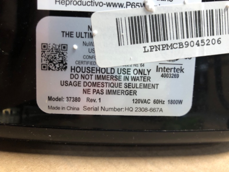 Photo 2 of (PARTS ONLY/ NO REFUNDS/ BROKEN) NUWAVE Brio 8-Qt Air Fryer, Powerful 1800W, Easy-to-Read Cool White Display, 50°-400°F Temp Controls, 100 Pre-Programmed Presets & 50 Memory Slots, Integrated Smart Thermometer, Linear T Technology 8QT Brio