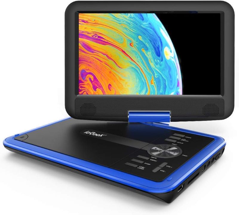 Photo 1 of ieGeek 11.5" Portable DVD Player with SD Card/USB Port, 5 Hour Rechargeable Battery, 9.5" Eye-Protective Screen, Support AV-in/ Out, Region Free, Blue