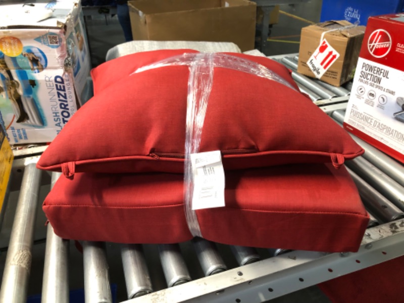 Photo 2 of ***USED - NO PACKAGING***
ARDEN SELECTIONS 22 in. x 24 in. 2-Piece Deep Seating Outdoor Lounge Chair Cushion in Ruby Red Leala