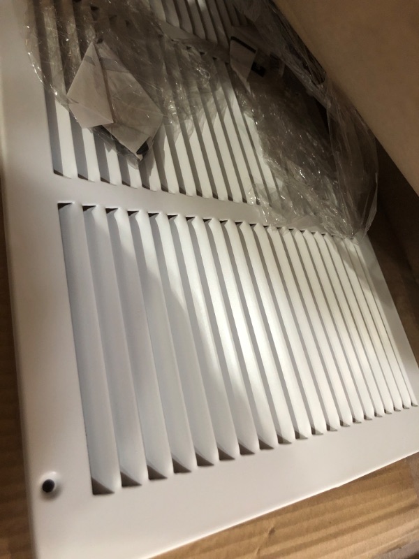 Photo 2 of 24"w X 10"h Steel Return Air Grilles - Sidewall and Ceiling - HVAC Duct Cover - White [Outer Dimensions: 25.75"w X 11.75"h] 24 X 10 White