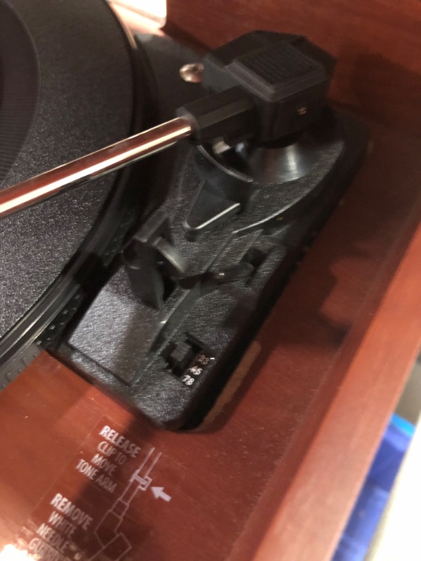 Photo 8 of ***DAMAGED - TURNTABLE MECHANISM BROKEN - SEE PICTURES - POWERS ON - UNABLE TO TEST FURTHER - LIKELY MISSING PARTS***
Victrola Nostalgic 6-in-1 Bluetooth Record Player & Multimedia Center with Built-in Speakers - 3-Speed Turntable, CD & Cassette Player, F