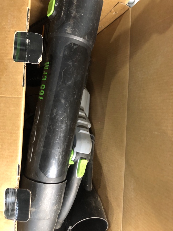 Photo 2 of ****NON REFUNDABLE NO RETURNS SOLD AS IS***PARTS ONLY**
EGO Power+ LB7654 765 CFM Variable-Speed 56-Volt Lithium-ion Cordless Leaf Blower 5.0Ah Battery and Charger Included, Black 765 CFM Blower Kit  w/ 5.0Ah Battery