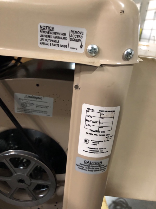Photo 1 of **FOR PARTS NO REFUNDS**Champion Cooler Rwc35 2-Speed Window Evaporative Cooler, 3300 Cfm