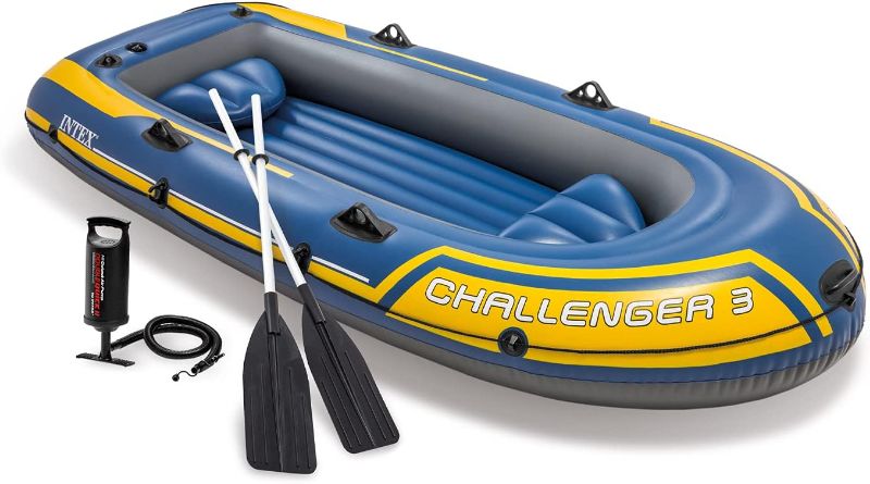 Photo 1 of ***USED - NO PUMP OR OARS - UNABLE TO VERIFY FUNCTIONALITY***
Intex 68370EP Challenger 3 Inflatable Boat Set: includes Deluxe 48in Boat Oars and High-Output Pump – Triple Air Chambers – Welded Oar Locks – 3-Person – 660lb Weight Capacity