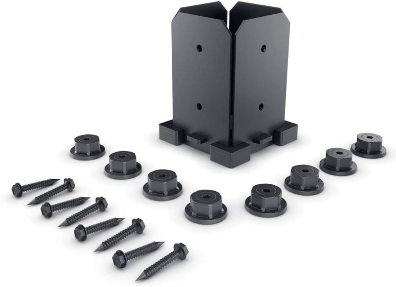 Photo 1 of Ozco 51707 Ironwood 4x4 Post Base, Black Galvanized Steel, Hex Cap Nuts Included (1 per Pa