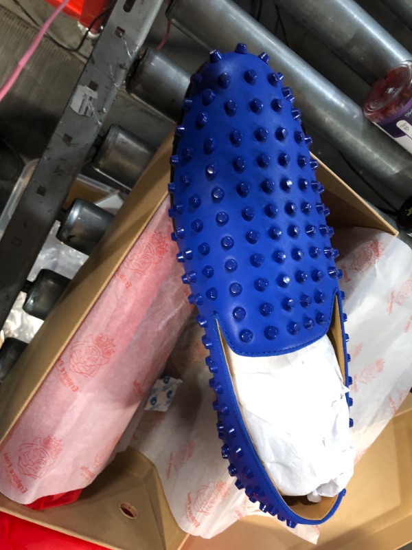 Photo 2 of Men's Studded Loafers Spikes Rivets Luxury Dress Wedding Party Prom Shoes 9.5 Rivets Blue