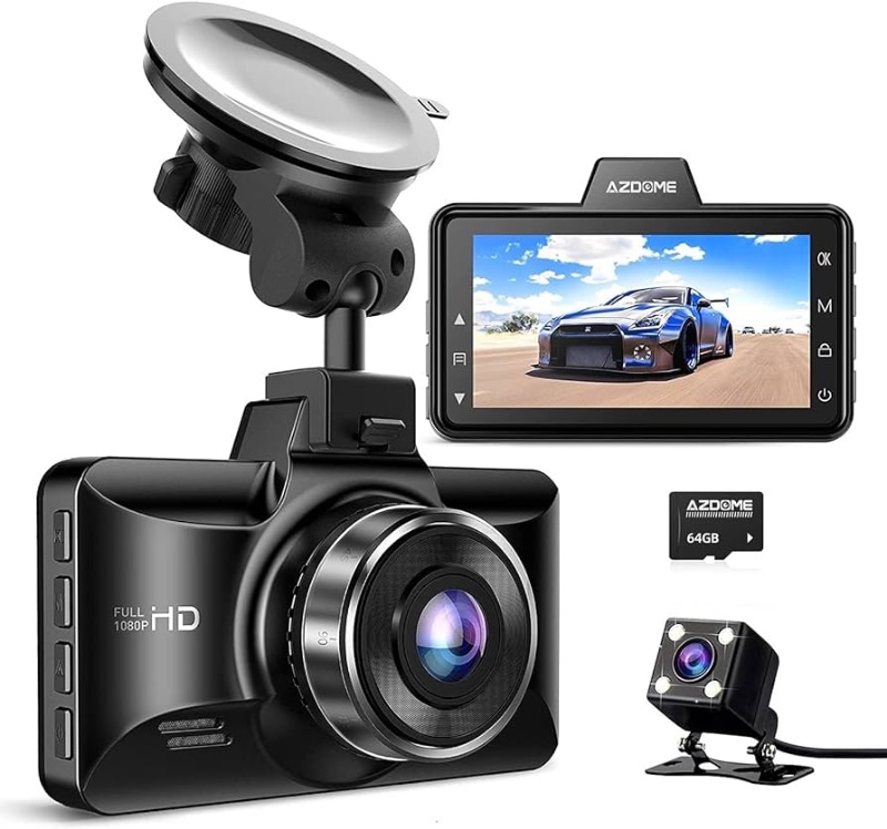 Photo 1 of AZDOME Dual Dash Cam Front and Rear, 3 inch 2.5D IPS