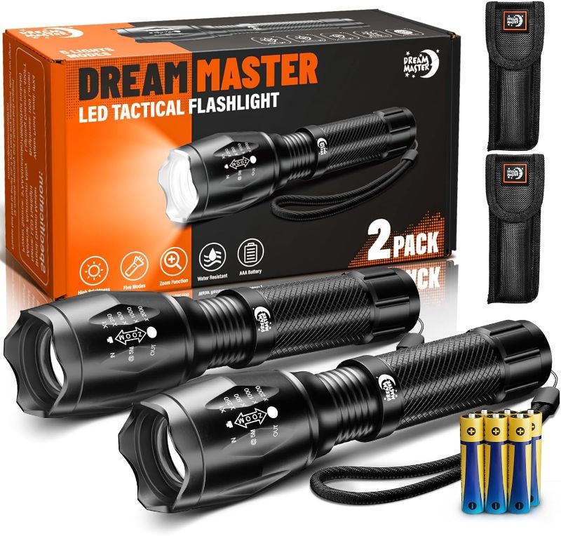 Photo 1 of **READ NOTES, MINOR DAMAGE**
Dream Master 2 Pack LED Flashlights High Lumens 