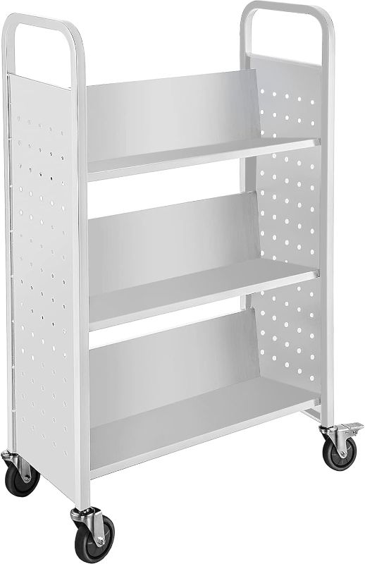 Photo 1 of ***NONREFUNDABLE - NOT FUNCTIONAL - FOR PARTS ONLY - SEE COMMENTS***
Rolling Book Cart, Multi-shelved, White, with Wheels