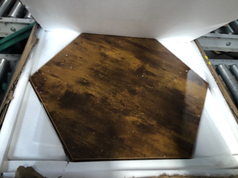Photo 1 of BEWISHOME Hexagonal Small Coffee Table with Open Storage, Multifunctional Faceted Top End Table, Natural Wood Modern Nightstand Brown for Living Room Bedroom and Home Office, Set of 2 KLZ02Z double