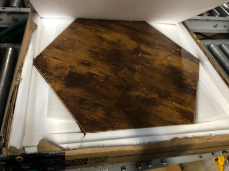 Photo 1 of BEWISHOME Hexagonal Small Coffee Table with Open Storage, Multifunctional Faceted Top End Table, Natural Wood Modern Nightstand Brown for Living Room Bedroom and Home Office, Set of 2 KLZ02Z double