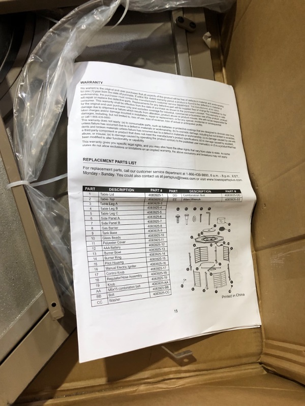 Photo 6 of ***USED - MISSING PARTS - SEE COMMENTS***
allen + roth 47.44-in W 55000-BTU Brown Aluminum Propane Gas Fire Pit Table
