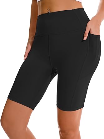 Photo 1 of APEXUP Workout Shorts, 8" Biker Shorts Women High Waist, Spandex Yoga Shorts with Side & Inner Pockets- XS
