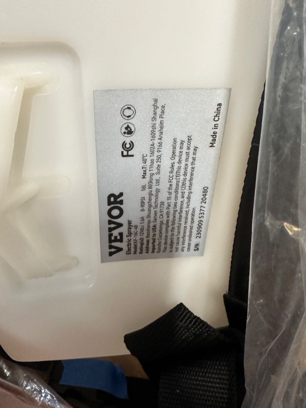 Photo 1 of ** missing battery** VEVOR Battery Powered Backpack Sprayer