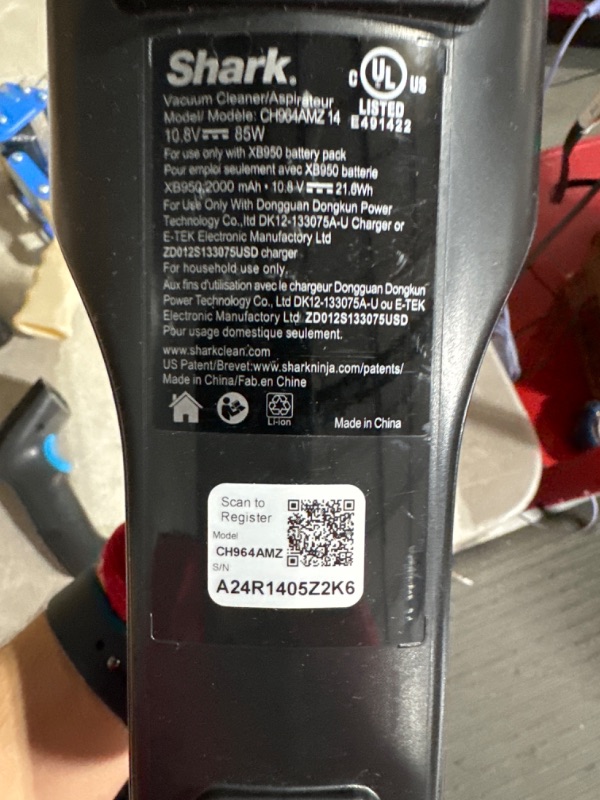 Photo 3 of ***USED AND DIRTY*** 
Shark CH964AMZ 2-in-1 Cordless & Handheld Vacuum Ultracyclone System, Ultra-Lightweight and Portable for Car and Home, Blue Blue .52 Quart Dust Cup