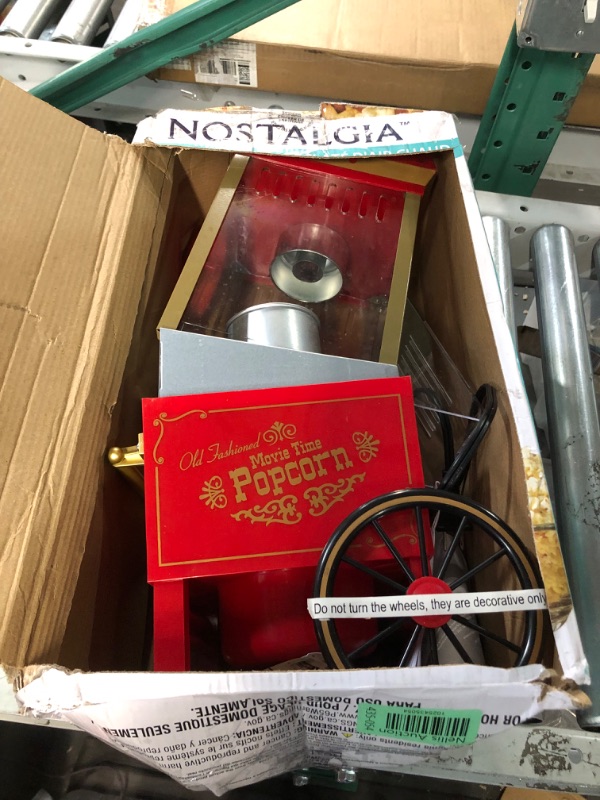 Photo 2 of [READ NOTES]
Nostalgia Popcorn Maker, 12 Cups, Hot Air Popcorn Machine with Measuring Cap, Oil Free, Vintage Movie Theater Style, Red Hot Air Red