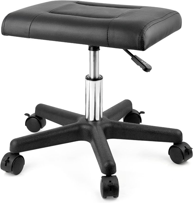 Photo 1 of Footrest Stool Under Desk Adjustable Height Footrest Ottoman Ergonomic Foot Stool with Wheels 360° Rolling Footrest for Home Office (Black)