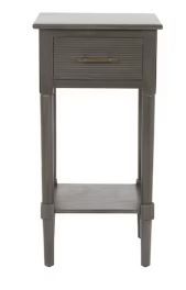 Photo 1 of allen + roth 14-in W x 28-in H Gunmetal Wood Midcentury End Table Assembly Required