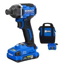 Photo 1 of **SEE NOTES DRILL ONLY MISSING BATTERY AND CHARGER
Kobalt Next-Gen 24-volt 1/4-in Brushless Cordless Impact Driver (Soft Bag included)