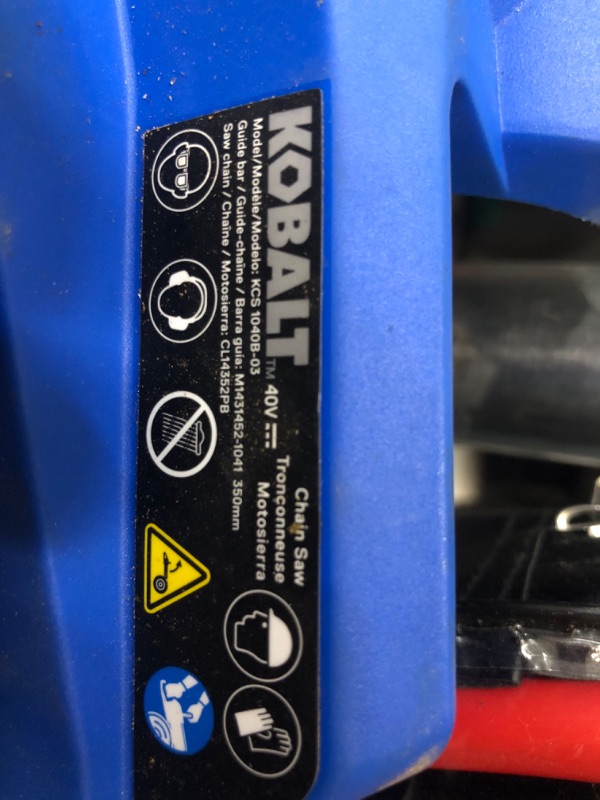 Photo 6 of **SEE NOTES MISSING BATTERY AND CHARGER 
PARTS ONLY NONREFUNDABLE
Kobalt Gen4 40-volt 14-in Brushless Battery 4 Ah Chainsaw