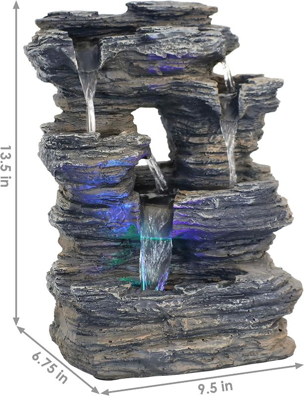 Photo 1 of **DAMAGED PARTS ONLY**LEAKES**
Sunnydaze Five Stream Rock Cavern Tabletop Fountain with Multi-Colored LED Lights