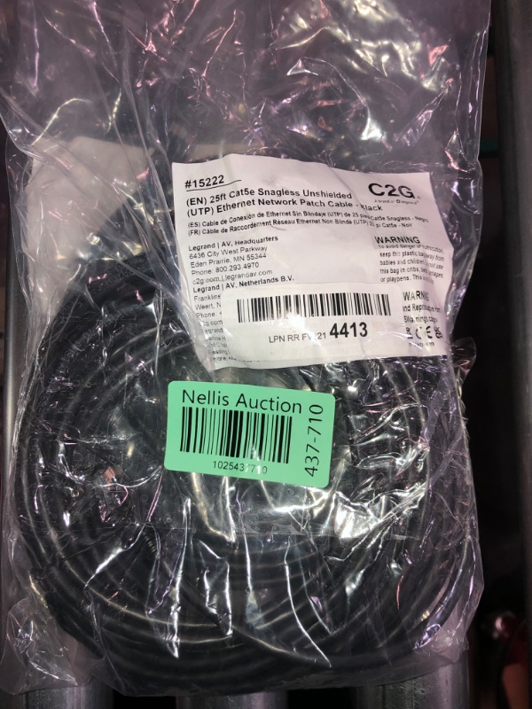 Photo 2 of (PACK OF 2) Cables Direct Online Snagless Cat5E Ethernet Network Patch Cable Black 25 Feet