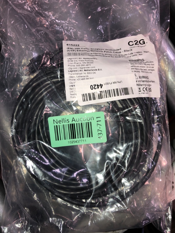 Photo 2 of (PACK OF 2) Cables Direct Online Snagless Cat5E Ethernet Network Patch Cable Black 25 Feet
