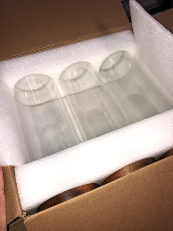 Photo 3 of (SET 0F 3) Clear Borosilicate Glass Storage Jars with Airtight Wooden Lids