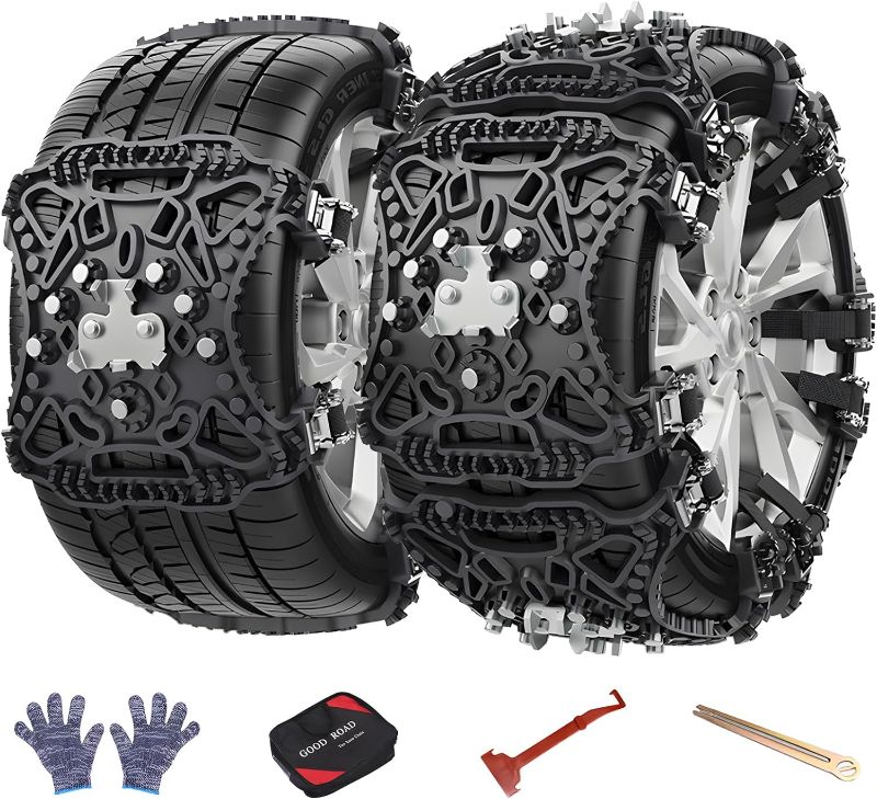 Photo 1 of (similar to stock photo) TPU Snow Chains 6 Pack,Upgraded Tire Chains for Cars/Trucks/SUV/ATV,Emergency Anti Slip Tire Traction Chains for Tire Width 165-275mm…