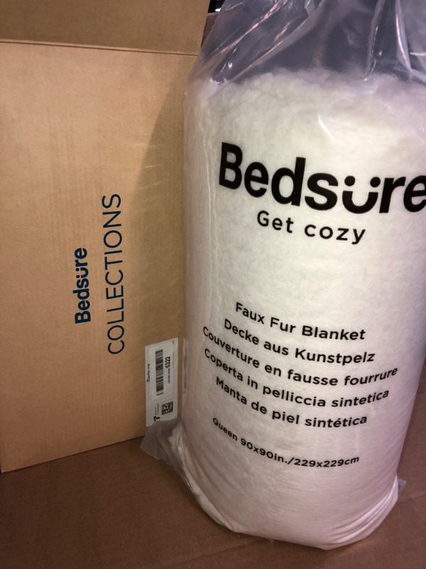 Photo 2 of (similar to stock photo) Bedsure Fuzzy Blanket for Couch -  Soft and Warm Sherpa, Cozy and Furry Faux Fur, Reversible Throw Blankets for Sofa and Bed, 50x60 Inches Throw (50" x 60")white