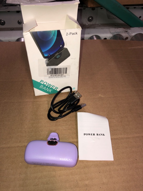 Photo 2 of (similar to stock photo) Portable Charger for iPhone, 5500mAh Plug in Ultra-Compact Power Bank Small Battery Pack Phone Charger Compatible with iPhone ---Purple