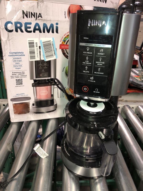 Photo 2 of ***NONREFUNDABLE - NOT FUNCTIONAL - FOR PARTS ONLY - SEE COMMENTS***
Ninja NC301 CREAMi Ice Cream Maker, for Gelato, Mix-ins, Milkshakes, Sorbet, Smoothie Bowls & More, 7 One-Touch Programs, with (2) Pint Containers & Lids, Compact Size, Perfect for Kids,