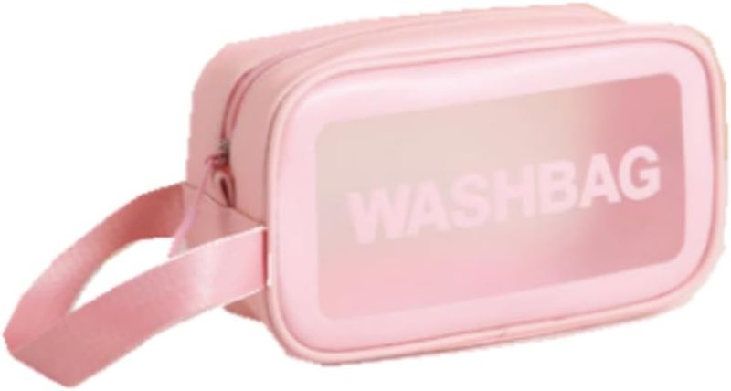 Photo 1 of Clear makeup bag Travel Storage Bag Toiletry bag is waterproof and convenient (Pink, Trumpet)