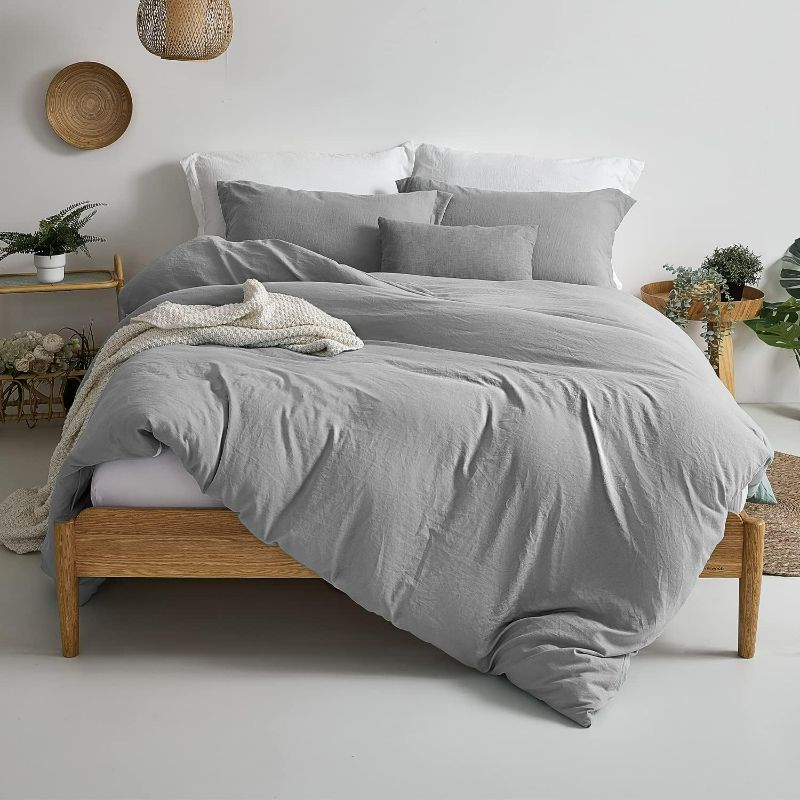 Photo 1 of  **STOCK PHOTO FOR REFERENCE ONLY**
MILDLY King Size Comforter Set Light Grey, 3pcs (1 Boho Gray Comforter & 2 Pillowcases) 
