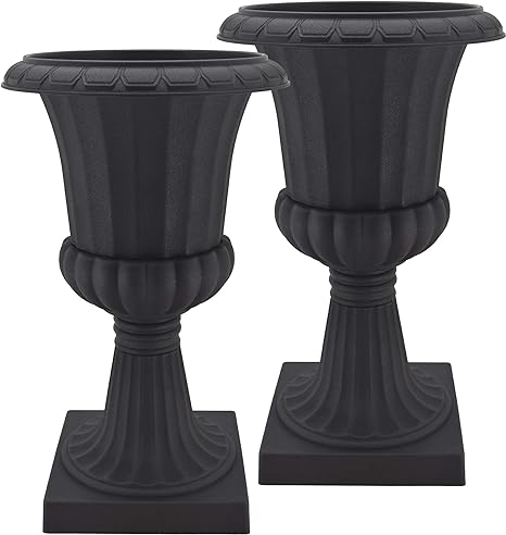 Photo 1 of Arcadia Garden Products PL50BK-2 Deluxe Plastic Urn(Pack of 2), Black