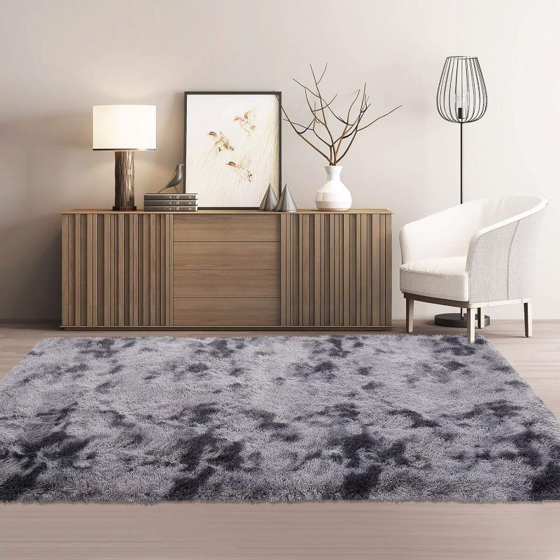 Photo 1 of **LIGHT COLOR**
CAROMIO Area Rug for Bedroom Extra Large 9' x 12' Fluffy Rugs Shag Rugs for Living Room Furry Rugs for Girls Boys Room Tie Dye Shaggy Rug for Kids Baby Room Home Decor Rug Carpets, Dark Grey
