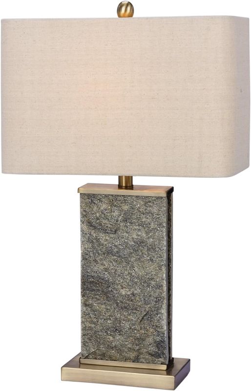 Photo 1 of  Martin Richard W-8970 Metal Table Lamp, 26", Natural Stone & Antique Brass
