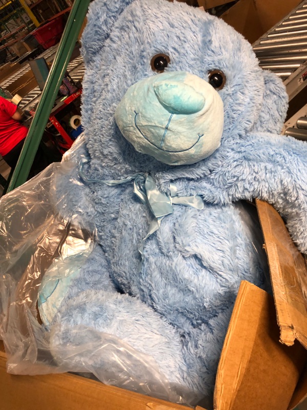 Photo 2 of HollyHOME Teddy Bear Stuffed Animal Plush Giant Teddy Bears with Footprints Big Bear 36 inch Blue