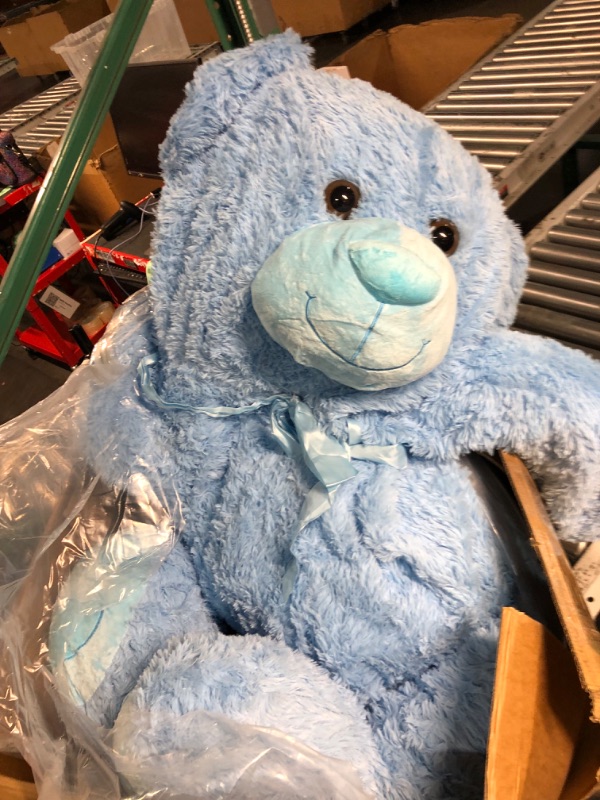 Photo 3 of HollyHOME Teddy Bear Stuffed Animal Plush Giant Teddy Bears with Footprints Big Bear 36 inch Blue