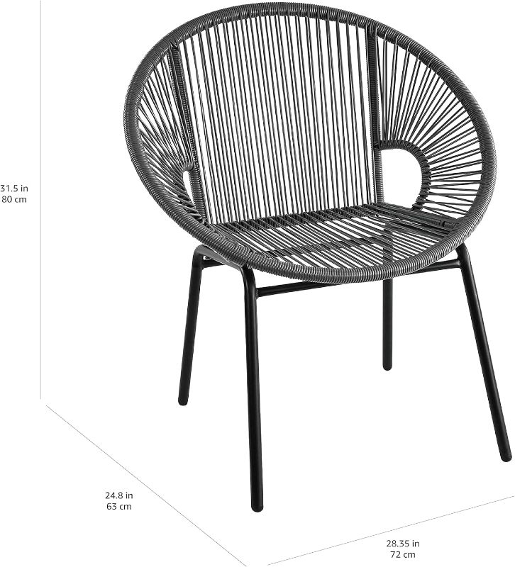 Photo 3 of (READ FULL POST) Amazon Basics Outdoor All Weather PE Wicker Club Chair with Steel Frame - 2 Pack, Gray Grey