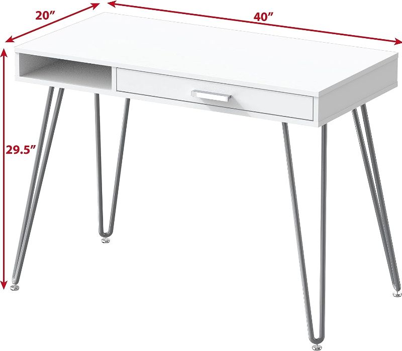 Photo 1 of (READ FULL POST) SHW Home Office Computer Hairpin Leg Desk with Drawer, White