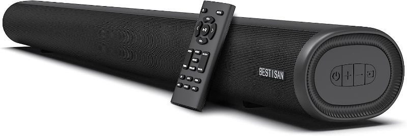 Photo 3 of BESTISAN Sound Bar, 80 watts 33.5 inch Sound Bars for TV with Bluetooth 5.0, 3 EQs, Bass Adjustable, HDMI-ARC/Optical/Coaxial/Aux/USB Connection for Home Theater, Gaming, PC, Projectors, 2023 Version 33.5 inch black