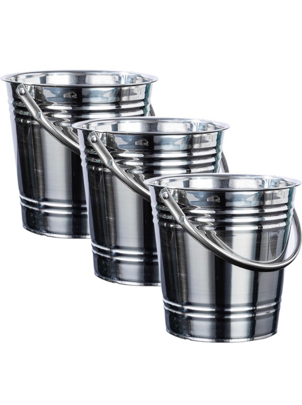 Photo 1 of 3 Pack Ice Bucket Wine Bucket 5 Liter Stainless Steel Large Ice Buckets with Handles Metal Ice Pails for Parties Cocktail Bar Camping Fits 2-3 Wine / 6 Beer Bottles