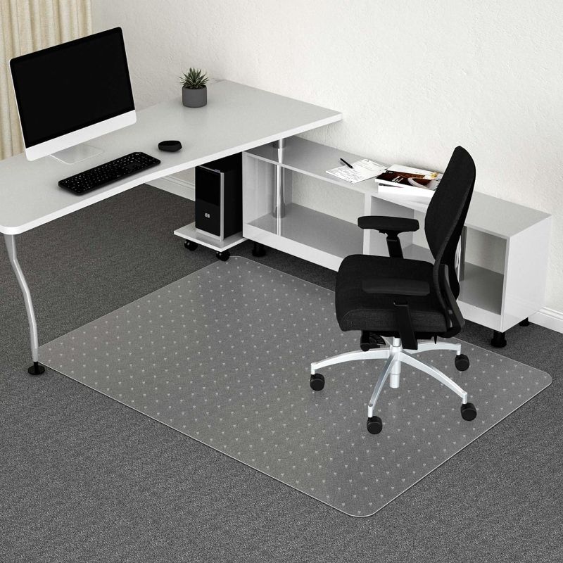 Photo 1 of Office Chair Mat for Carpeted Floor, 36” x 48” Large Floor Protector Mat, Easy Glide Rolling Plastic Floor Mat, Desk Floor Mat for Home, Office (Rectangle)