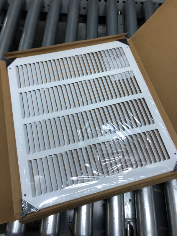 Photo 2 of 16" x 14" Return Air Grille - Sidewall and Ceiling - HVAC Vent Duct Cover Diffuser - White [Outer Dimensions: 17.75w X 15.75"h]