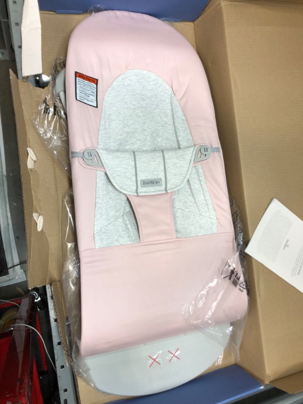 Photo 2 of BABYBJORN Bouncer Balance Soft - Light Pink/Gray, Jersey Cotton Cotton/Jersey Light Pink/Gray