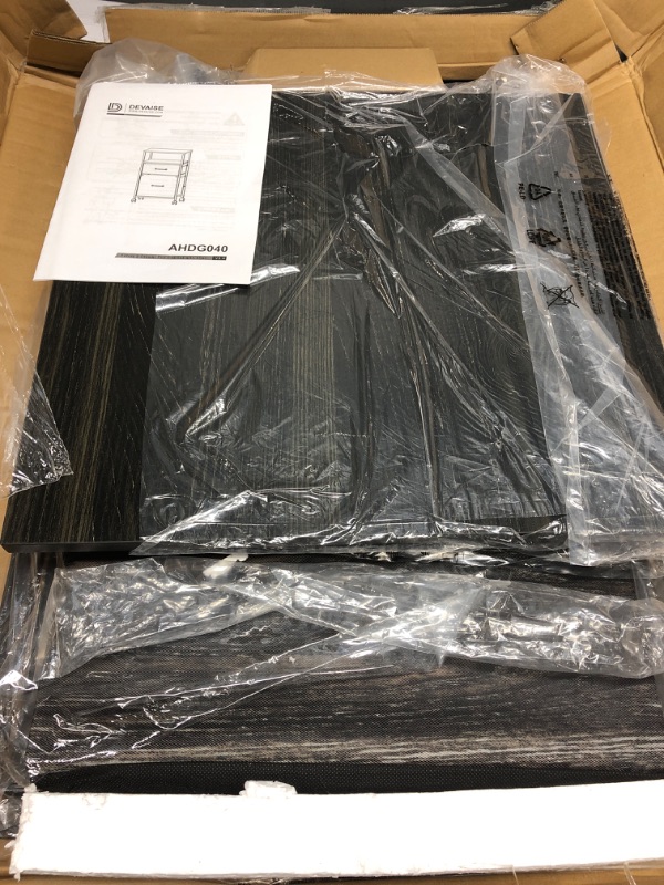 Photo 1 of DEVAISE 2 Drawer Mobile File Cabinet, Rolling Printer Stand with Open Storage Shelf, Fabric Vertical Filing Cabinet fits A4 or Letter Size for Home Office, Charcoal Black Wood Grain Print Charcoal black wood grain print