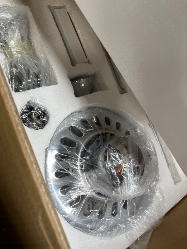 Photo 1 of Breezary 52 Inch Ceiling Fans with Light Remote Control, 5 Reversible Blades Bedroom Crystal Lighting Ceiling Fan Caged Light Chandelier for Home Kitchen Chrome(Remote Control)