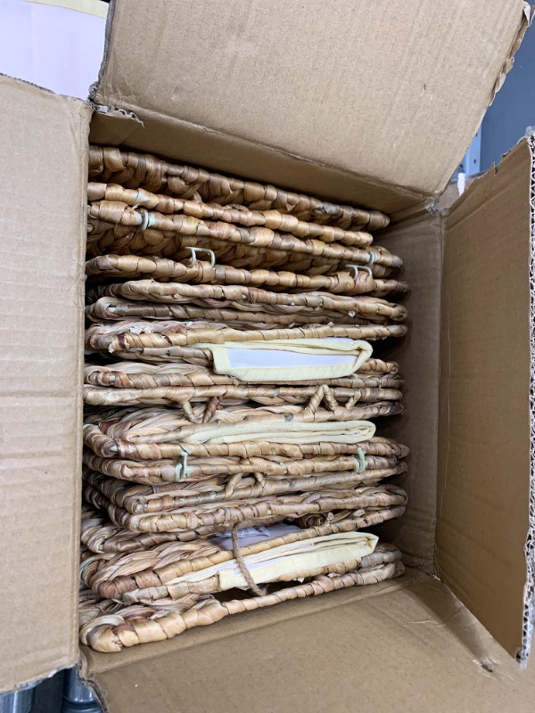 Photo 1 of StorageWorks Wicker Storage Cubes with Liners, Water Hyacinth Storage Baskets for Shelving, Handwoven Square Baskets with Built-in Handles, Medium, 4 Pack Water Hyacinth (Medium4pack)